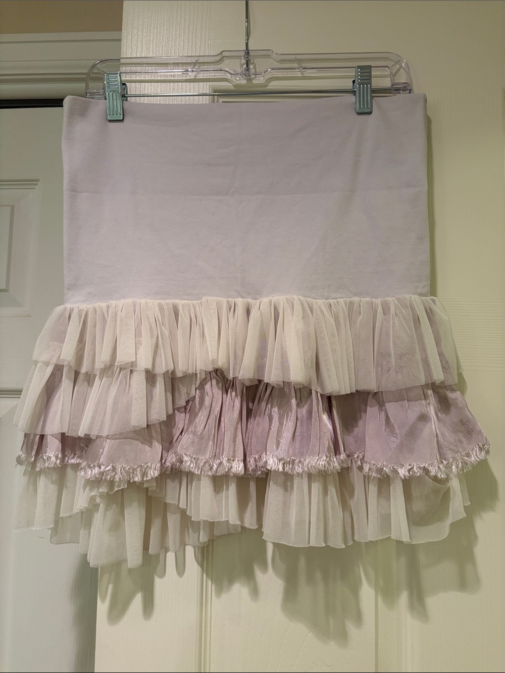 Free People Layered Tulle Mini Skirt/ Tube Top in Soft Mauve Pink and Cream - Picture 4 of 4